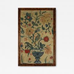 17thC Gros Point Embroidery Vase of Flowers with a Bird - 4225742