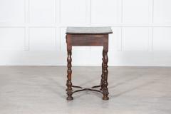 17thC William Mary Oak Fruitwood Lowboy Side Table - 2820416