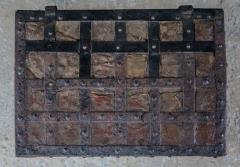 17thc Baroque Money Chest Iron Strapping Leather on Stand - 2438303
