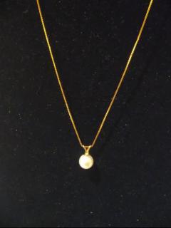 18 Gold 14k Necklace with Cultured Pearl Pendant - 3870576