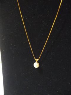 18 Gold 14k Necklace with Cultured Pearl Pendant - 3870577