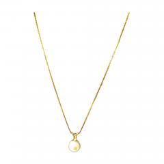 18 Gold 14k Necklace with Cultured Pearl Pendant - 3871543