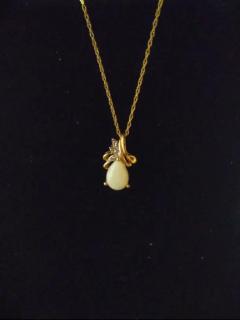 18 Gold 14k Necklace with Opal with Diamonds Pendant - 3877758