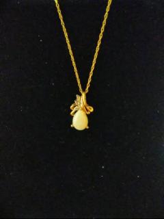 18 Gold 14k Necklace with Opal with Diamonds Pendant - 3877780