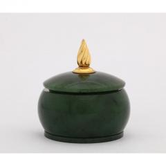 18 Karat Gold and Spinach Jade Round Box with Cover by Piaget Geneve - 1163582