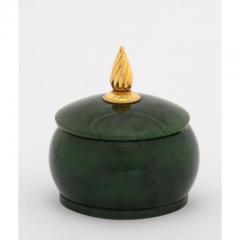 18 Karat Gold and Spinach Jade Round Box with Cover by Piaget Geneve - 1163583