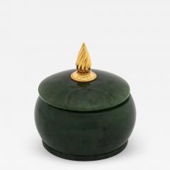 18 Karat Gold and Spinach Jade Round Box with Cover by Piaget Geneve - 1163657