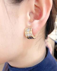 18 Karat Tri Tone French Back Earrings with Round Diamonds 1 50 TDW - 1246697