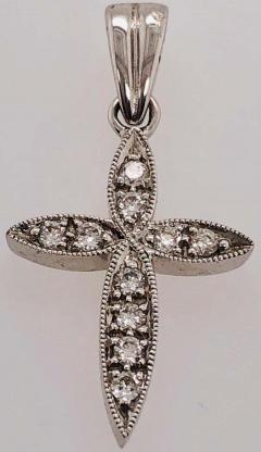 18 Karat White Gold Cross Diamond Pendant 0 18 Total Diamond Weight - 1240160