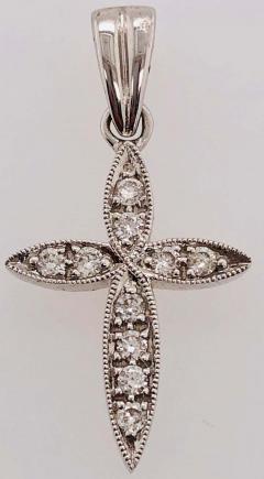 18 Karat White Gold Cross Diamond Pendant 0 18 Total Diamond Weight - 1240162