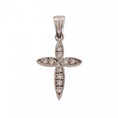 18 Karat White Gold Cross Diamond Pendant 0 18 Total Diamond Weight - 1242109