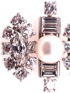 18 Karat White Gold Fancy Diamond Earrings with Pearl - 2712972