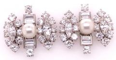 18 Karat White Gold Fancy Diamond Earrings with Pearl - 2712973