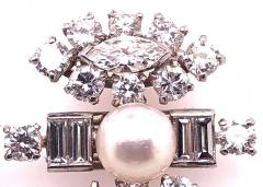 18 Karat White Gold Fancy Diamond Earrings with Pearl - 2712974