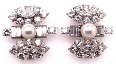 18 Karat White Gold Fancy Diamond Earrings with Pearl - 2712977