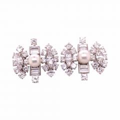 18 Karat White Gold Fancy Diamond Earrings with Pearl - 2720835