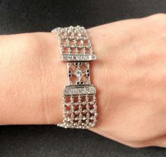 18 Karat White Gold Mesh Sapphire and Diamond Lace Bracelet - 2695785