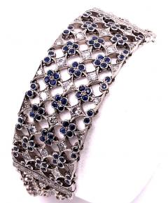 18 Karat White Gold Mesh Sapphire and Diamond Lace Bracelet - 2695788