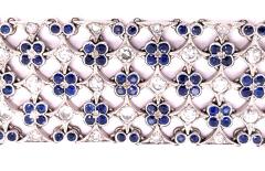18 Karat White Gold Mesh Sapphire and Diamond Lace Bracelet - 2695791