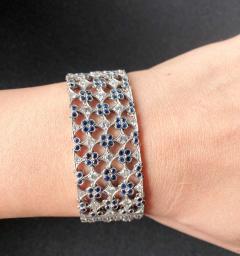18 Karat White Gold Mesh Sapphire and Diamond Lace Bracelet - 2695792