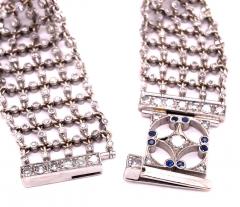 18 Karat White Gold Mesh Sapphire and Diamond Lace Bracelet - 2695797