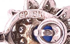 18 Karat White Gold Sapphire and Diamond Cluster Earrings - 2695843