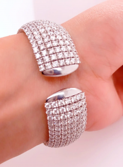 18 Karat White Gold and Diamond Cuff Bracelet Weighing Approx 32 89 Carat - 2621721