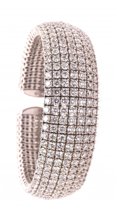 18 Karat White Gold and Diamond Cuff Bracelet Weighing Approx 32 89 Carat - 2621786