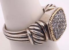 18 Karat Yellow Gold and Sterling Silver with Diamond Cluster Center Ring - 2780746