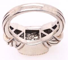 18 Karat Yellow Gold and Sterling Silver with Diamond Cluster Center Ring - 2780751