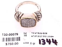 18 Karat Yellow Gold and Sterling Silver with Diamond Cluster Center Ring - 2780754