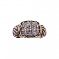 18 Karat Yellow Gold and Sterling Silver with Diamond Cluster Center Ring - 2784270