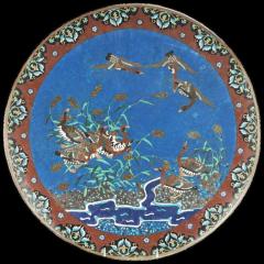 18 Large Meiji Japanese Cloisonne Enamel Charger Flying Geese - 3901497