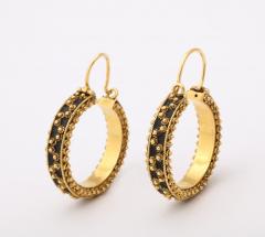 18 k Gold Beaded Hoop Earrings - 3425336