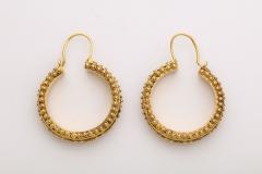 18 k Gold Beaded Hoop Earrings - 3425339