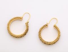 18 k Gold Beaded Hoop Earrings - 3425340
