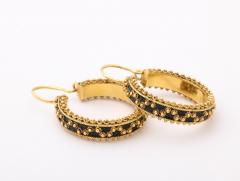18 k Gold Beaded Hoop Earrings - 3425341