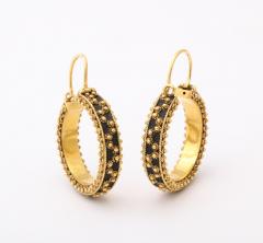 18 k Gold Beaded Hoop Earrings - 3425342
