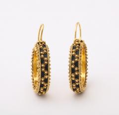 18 k Gold Beaded Hoop Earrings - 3425344