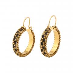 18 k Gold Beaded Hoop Earrings - 3426243