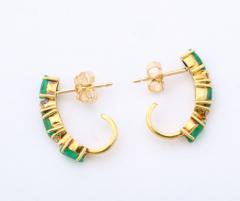 18 k Gold Diamond and Emerald Earrings - 2338231