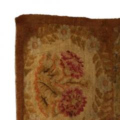 1800s French Savonnerie Botanic Red Brown Green Hand Knotted Wool Rug - 2457299