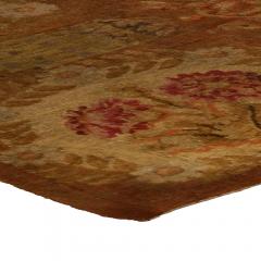 1800s French Savonnerie Botanic Red Brown Green Hand Knotted Wool Rug - 2457300