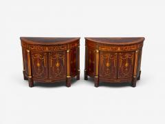 1830s English Neoclassical Demi Lune Cabinets Bronze Satinwood Inlay - 4623994
