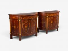 1830s English Neoclassical Demi Lune Cabinets Bronze Satinwood Inlay - 4623995