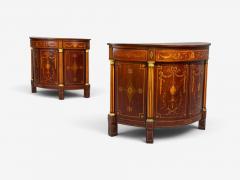 1830s English Neoclassical Demi Lune Cabinets Bronze Satinwood Inlay - 4623997