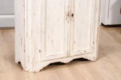 1830s Swedish Off White Painted Wood Narrow Sideboard with Distressed Finish - 3564682