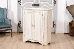 1830s Swedish Off White Painted Wood Narrow Sideboard with Distressed Finish - 3564758