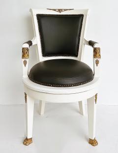 1850s French Empire Armchairs Fine Gilt Bronze Mounts Painted and Upholstered - 4663560