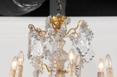 1850s Napoleon III Six Light Crystal and Brass Chandelier with Pendeloques - 3432712